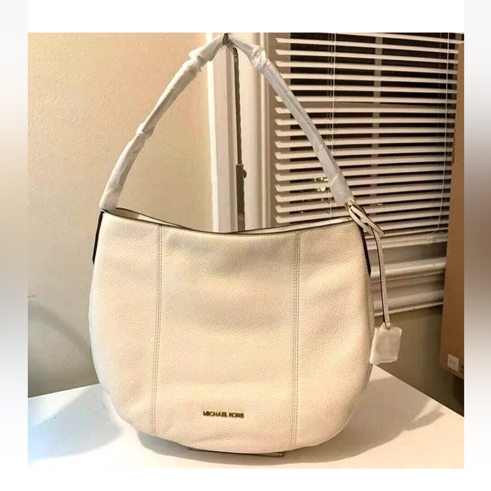 Michael Kors Brooke Large Hobo Shoulder Bag Ivory Leather 35T0G0KH3L NWT $428